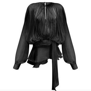 NWT Medium Miss Rosier Eugénie Neutral Fully Pleated Ruffled Mini Dress